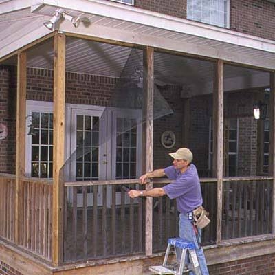How to install screening panels on a porch frame